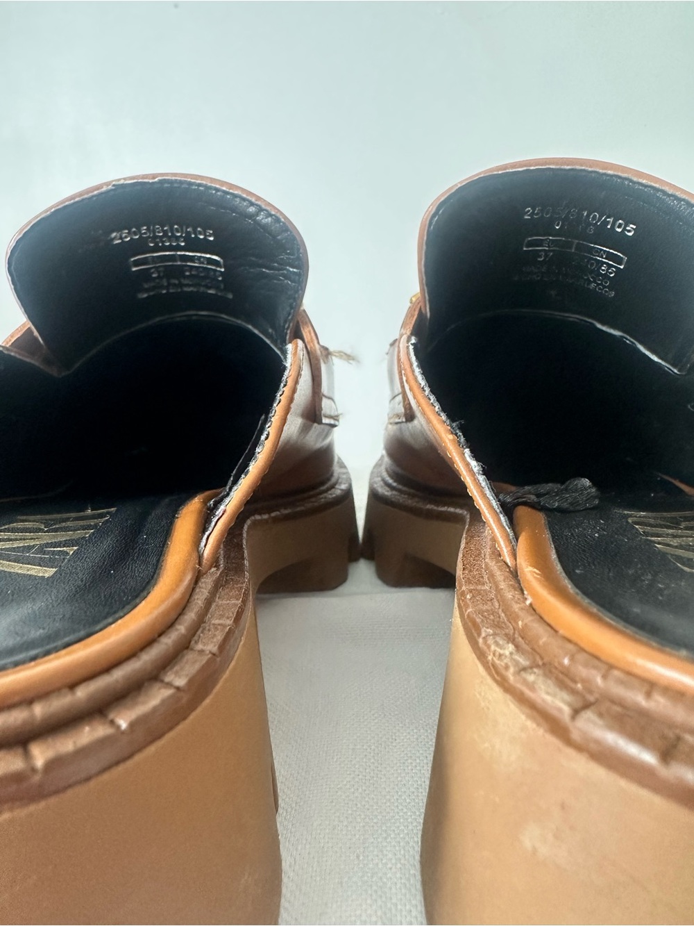 Zara brown leather loafers with gold horsebit detail size 6.5 / 37 - Picture 5 of 7